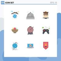 Set of 9 Modern UI Icons Symbols Signs for goal aim candle nest easter Editable Vector Design Elements