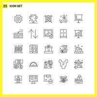 25 Icon Set Simple Line Symbols Outline Sign on White Background for Website Design Mobile Applications and Print Media vector