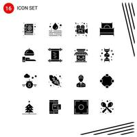 paquete de iconos vectoriales de stock de 16 signos y símbolos de línea para elementos de diseño vectorial editables de cine doble de muebles de interior vector