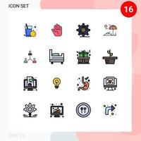 16 iconos creativos signos y símbolos modernos de jerarquía cooperación dinero empresa vacaciones elementos de diseño de vectores creativos editables