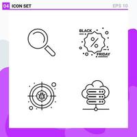 Set of 4 icons in Line style Creative Outline Symbols for Website Design and Mobile Apps Simple Line Icon Sign Isolated on White Background 4 Icons vector