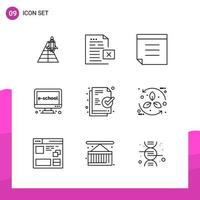 Outline Icon set Pack of 9 Line Icons isolated on White Background for responsive Website Design Print and Mobile Applications vector