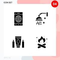 Vector Pack of 4 Icons in Solid Style Creative Glyph Pack isolated on White Background for Web and Mobile