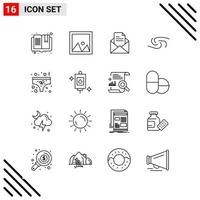 Pixle Perfect Set of 16 Line Icons Outline Icon Set for Webite Designing and Mobile Applications Interface vector