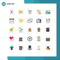 Flat Color Pack of 25 Universal Symbols of communication device money computer school Editable Vector Design Elements