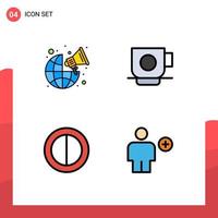 Set of 4 Modern UI Icons Symbols Signs for broadcast contrast worldwide cup avatar Editable Vector Design Elements