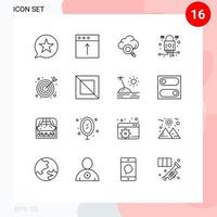 Modern Set of 16 Outlines and symbols such as seo security upload network cyber Editable Vector Design Elements