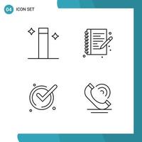Set of 4 Modern UI Icons Symbols Signs for magic ok hobbies note book call Editable Vector Design Elements