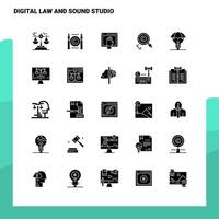 25 Digital Law And Sound Studio Icon set Solid Glyph Icon Vector Illustration Template For Web and Mobile Ideas for business company