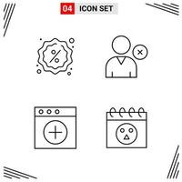 4 Icons Line Style Grid Based Creative Outline Symbols for Website Design Simple Line Icon Signs Isolated on White Background 4 Icon Set vector