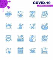 CORONAVIRUS 16 Blue Icon set on the theme of Corona epidemic contains icons such as healthcare sickness fever corona sick headache viral coronavirus 2019nov disease Vector Design Elements