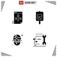 4 Icons Solid Style Grid Based Creative Glyph Symbols for Website Design Simple Solid Icon Signs Isolated on White Background 4 Icon Set vector