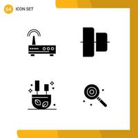 Group of 4 Modern Solid Glyphs Set for device relax education vertical candy Editable Vector Design Elements