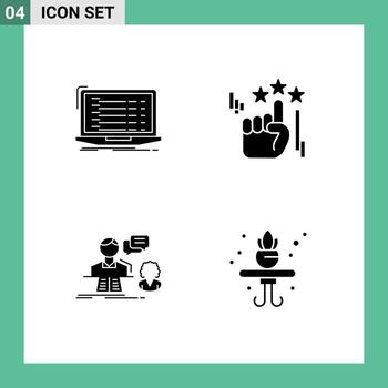 Thematic Vector Solid Glyphs and Editable Symbols of api chat developer stare contact Editable Vector Design Elements