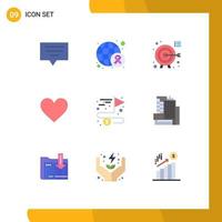 User Interface Pack of 9 Basic Flat Colors of complete accomplish goals like instagram Editable Vector Design Elements