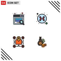 4 iconos creativos signos y símbolos modernos del área de búsqueda flechas ubicación dinero elementos de diseño vectorial editables vector