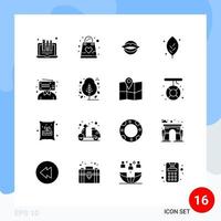 Modern Set of 16 Solid Glyphs Pictograph of nature ecology kid beauty valentines Editable Vector Design Elements