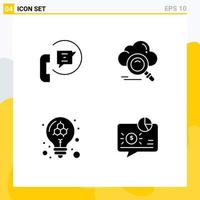 Universal Icon Symbols Group of 4 Modern Solid Glyphs of communication access phone search education Editable Vector Design Elements