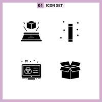 4 Creative Icons Modern Signs and Symbols of box creative presentation magic wand color scheme Editable Vector Design Elements
