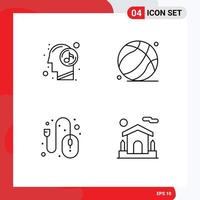 Stock Vector Icon Pack of 4 Line Signs and Symbols for human hardware relaxed father control Editable Vector Design Elements