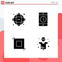 Collection of 4 Vector Icons in solid style Modern Glyph Symbols for Web and Mobile Solid Icon Sign Isolated on White Background 4 Icons