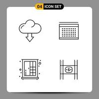 4 Black Icon Pack Outline Symbols Signs for Responsive designs on white background 4 Icons Set vector