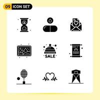 9 Creative Icons for Modern website design and responsive mobile apps 9 Glyph Symbols Signs on White Background 9 Icon Pack vector