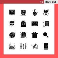 16 Icon Pack Solid Style Glyph Symbols on White Background Simple Signs for general designing vector