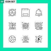 Pack of 9 Line Style Icon Set Outline Symbols for print Creative Signs Isolated on White Background 9 Icon Set vector