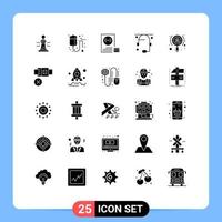 Pictogram Set of 25 Simple Solid Glyphs of help communication care planning develop Editable Vector Design Elements