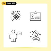 4 iconos creativos para el diseño moderno de sitios web y aplicaciones móviles receptivas 4 símbolos de contorno signos sobre fondo blanco paquete de 4 iconos vector