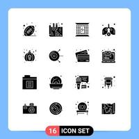 16 Thematic Vector Solid Glyphs and Editable Symbols of women love electromagnetic gift waste Editable Vector Design Elements
