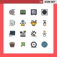 Pack of 16 Modern Flat Color Filled Lines Signs and Symbols for Web Print Media such as document technology motivation modern appliances Editable Creative Vector Design Elements