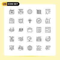 Group of 25 Lines Signs and Symbols for study badge party server hosting Editable Vector Design Elements