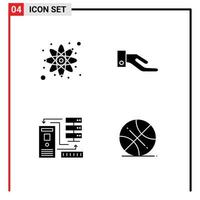 Set of 4 Modern UI Icons Symbols Signs for physics electronic alms combination backetball Editable Vector Design Elements