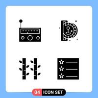 4 Solid Black Icon Pack Glyph Symbols for Mobile Apps isolated on white background 4 Icons Set vector