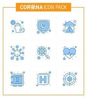 icono de conciencia de coronavirus 9 iconos azules icono incluido corona enfermedad virus antígeno protección coronavirus viral 2019nov enfermedad vector elementos de diseño
