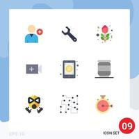 Modern Set of 9 Flat Colors Pictograph of mobile inbox red email ui Editable Vector Design Elements