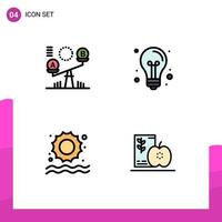 User Interface Pack of 4 Basic Filledline Flat Colors of balance beach lift education swimming Editable Vector Design Elements