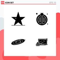 Collection of 4 Vector Icons in solid style Modern Glyph Symbols for Web and Mobile Solid Icon Sign Isolated on White Background 4 Icons