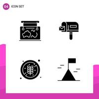 Glyph Icon set Pack of 4 Solid Icons isolated on White Background for responsive Website Design Print and Mobile Applications vector