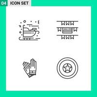 Pack of 4 Line Style Icon Set Outline Symbols for print Creative Signs Isolated on White Background 4 Icon Set vector