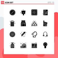Pictogram Set of 16 Simple Solid Glyphs of been book shower medicine search Editable Vector Design Elements