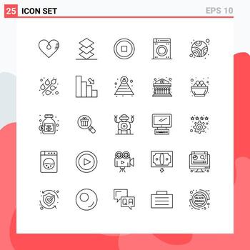 paquete de interfaz de usuario de 25 líneas básicas de elementos de diseño de vector editables de máquina de neptuno de interfaz de planeta de cereales