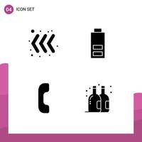 4 Universal Solid Glyphs Set for Web and Mobile Applications arrow beer battery answer summer Editable Vector Design Elements