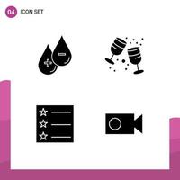 4 Creative Icons Modern Signs and Symbols of blood layout plus drink cam Editable Vector Design Elements