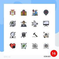 Set of 16 Modern UI Icons Symbols Signs for electric plug navigation gps stare navigation Editable Creative Vector Design Elements