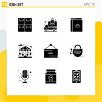 Pictogram Set of 9 Simple Solid Glyphs of line life education park building Editable Vector Design Elements