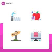 User Interface Pack of 4 Basic Flat Icons of diving beach pool fruit travel Editable Vector Design Elements