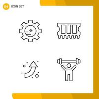 4 Icon Set Line Style Icon Pack Outline Symbols isolated on White Backgound for Responsive Website Designing vector